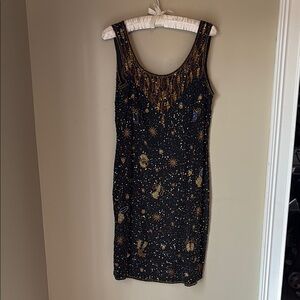 By Together Blue and Black Sequin Embellished Mini Dress
